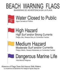 sign of beach warning flags